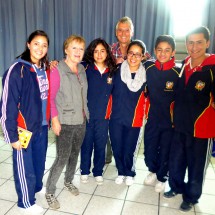 Marion and Alfred with students of the school where they did a brief presentation about their itinerary through Latin America
